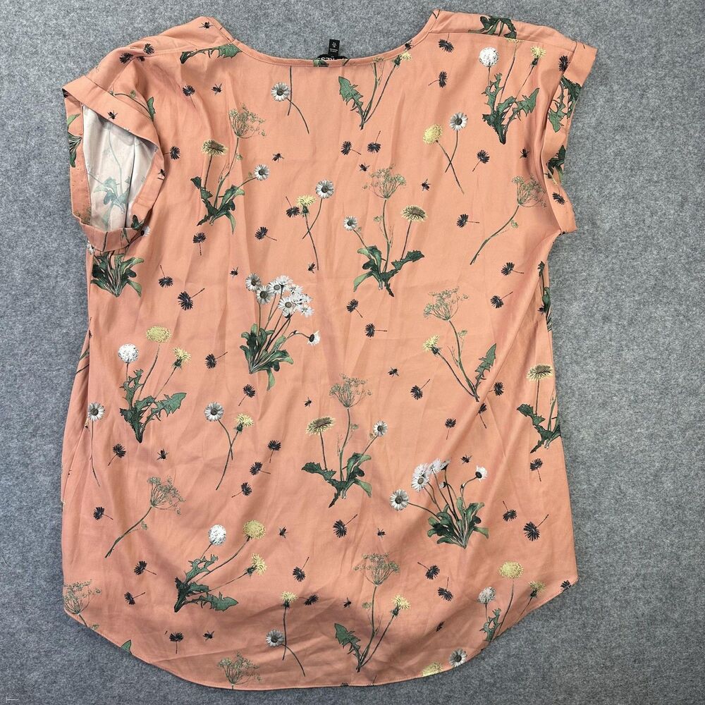 Express Blouse Womens XL Pink Floral Print V Neck Cap Sleeve Lightweight Top - Picture 9 of 9